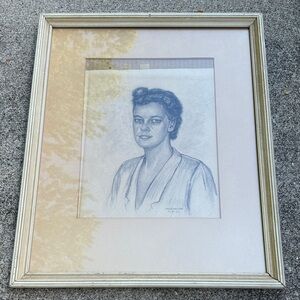Henrik Holmboe Pencil Sketch of a Lady Signed & Dated 1953 in Frame with Glass